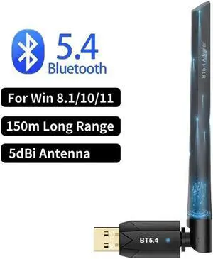 Bluetooth 5.4 USB Adapter for PC, USB Bluetooth Dongle 5.4 EDR Adapter for Laptop Keyboard Mouse Headsets Speakers, Long Range 150M Bluetooth Adapter Supports Windows 11/10/8.1(Plug and Play)