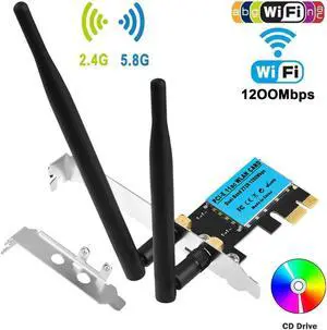 Wireless PCI Express Network Card, Dual-Band 2.4G/5.8G Wireless Adapter, Desktop Computer Built-in WiFi Adapter AC1200M, PCI-E Wifi Card with 1200Mbps for Windows 10/Windows 8/Windows 7