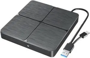 External CD DVD Drive, USB 3.0 and Type-C Portable External CD Burner DVD Drive Slim CD DVD +/-RW Reader Player, External CD/DVD Optical Drive for Mac,PC,Laptop,Desktop,MacOS,Windows XP/7/8/10/11