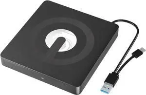 External CD DVD Drive, Type-C & USB 3.0 External Optical CD/DVD Drive, Portable CD DVD Player RW Writer Burner Reader for Laptop, Desktop, PC, Windows 11/10 / 8/7 / XP/Linux/Vista, Linux, MacOS