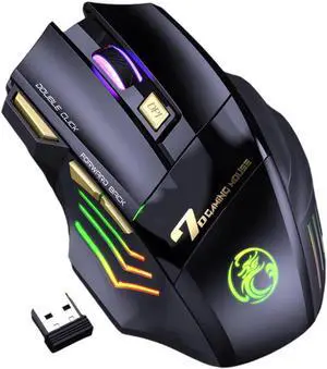 7 Colors RGB Wireless Mouse, 2.4Ghz Wireless Gaming Mouse for Gamer, Computer Mouse Ergonomic Gaming Mousewith 7 Buttons, 1200/2400/3200 DPI, Rechargeable Wireless Mouse For Laptop PC