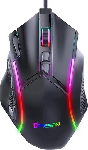 USB Wired Gaming Mouse, 6 Adjustable DPI [12800 DPI] Computer Mouse, Optical Sensor 13 RGB Mouse, Gaming Mouse Wired with 12 Programmable Buttons, Ergonomic PC Gaming Wired Mouse for Laptop Desktop PC