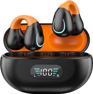 Open Ear Headphones Clip On Mini Earbuds Bluetooth 5.3 Wireless Earbuds 48 Hours Playtime IPX7 Waterproof Sports Bone Conduction Headphones Bluetooth for Workout Driving Walking with Cellphones