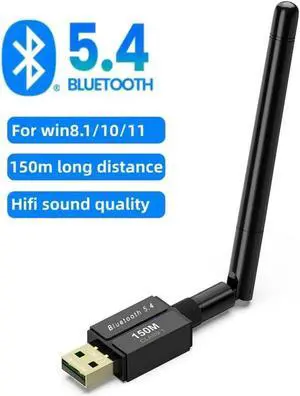 USB Bluetooth 5.4 Adapter for Desktop PC, Long Range 500FT/150M Wireless Transfer Bluetooth 5.4 USB Adapter for Headphones, Keyboard, Mouse, Compatible with Windows11/10/8.1