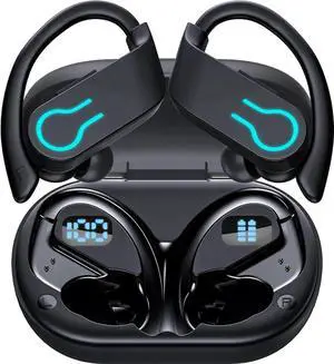 True Wireless Earbuds, Bluetooth Headphones 120H Playtime Bluetooth 5.3 Ear Buds for Sports, Hi-fi Stereo Earphones with LED Display Charging Case, Headphones for Running/Workout