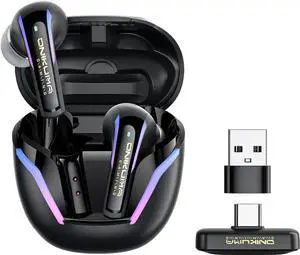 2.4G Wireless Gaming Earbuds with ENC Mic, 20ms Low-Latency for PS5/4, for Me-ta Quest 3/3S/2, 2.4GHz Bluetooth Dual-Mode Bluetooth Headphones for Phone, Pad, Laptop, Steam Deck, Switch, PC, VR