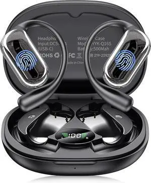 Open Ear Headphones - 5.4 Bluetooth Wireless Earphones for Running, Ultra Comfort Sport Open Ear Buds, Stereo Sound Earbuds Wireless, IP7, 50H Playtime, with Charging Case