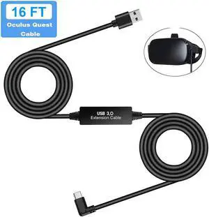 Quest Link Cable 16ft, Oculus Link Cable with Signal Booster, Streaming VR Game & Fast Charging USB C 3.0 Cable Compatible for Oculus Quest Headset and Gaming PC (16 Feet/ 5M)