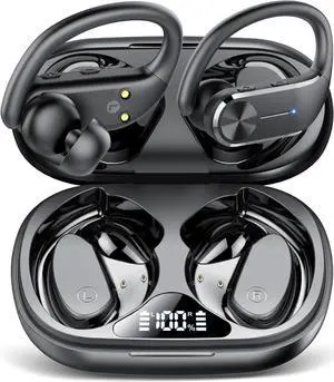 Ear buds Wireless Bluetooth Earbuds, Sport Bluetooth 5.3 Headphones with LED Display , 68H Playtime, Powerful Bass Over Ear Earphones with Earhooks IP8 Waterproof for Gym/Running/Workout