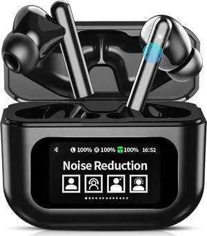 Wireless Earbuds, Bluetooth 5.4 Headphones in Ear with Touch Screen and HiFi Stereo Deep Bass, ANC Noise Cancelling Mic Wireless Earphones,25H Playtime Bluetooth Earbuds,IPX5 Waterproof (Black)