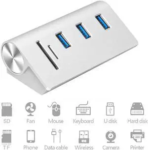 Multi usb 3.0 hub 3 port adapter splitter Power Interface SD TF Card Reader for MacBook Air computer laptop accessories