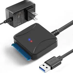 SATA to USB 3.0 Adapter, USB 3.0 to SATA III Hard Drive Adapter, SATA to USB 3.0, Hard Drive Reader SATA Adapter for 2.5/3.5 inch HDD SSD UASP with 12V/2A Power