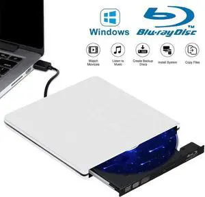 External Blu Ray CD DVD Drive Burner 3D, USB 3.0 BD ROM DVDRW CDRW Bluray Burner Player Writer Rewriter Reader for Macbook Notebook Laptop Mac OS Windows 10 8 7 XP