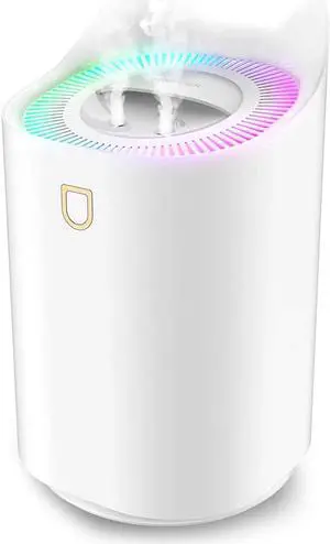 3L Cool Mist Humidifiers, Diffuser for Essential Oils,Quiet Ultrasonic Humidifier for Bedroom,Large Home,Baby Room,Plant,Up to 50 Hours Time with Adjustable Double Spray,Colorful Lights,Easy to Clean
