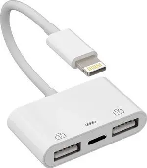 Lightning Male to USB Female Adapter OTG and Charger Cable for iPhone 11 12 Mini max pro xs xr x se 7 8plus Ipad air A Camera Memory Stick Flash Drive Cord Converter Charging Splitter