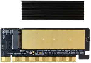 Aomoproing NVME PCIe 4.0 Adapter, M.2 NVME SSD to PCI Express Adapter with Heat Sink, Only Support PCIe x16 Slot,Support M.2 SSD 2230 2242 2260 2280
