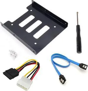Aomoproing 2.5 to 3.5 Inch Hard Disk Metal Bracket Adapter HDD Holder with IDE 4P Male to SATA 15 Pin Cable SATA 3.0 Cable for Desktop PCSSD Server (Blue)