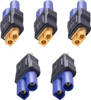 Aomoproing EC5 to XT60 Adapter Injection Molded Connectos, 5Pack EC5 Male to XT60 Female Connector, No Wires Connectors RC Battery Adapter for Battery Micro Drone