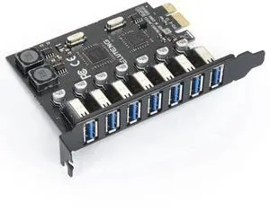 Aomoproing PCIE USB 3.0 Card 7 Ports PCI Expree to USB Expansion Card Super Speed 5Gbps PCI-e USB3 Hub Controller Adapter for Windows 11/10/8/7/XP/Vista