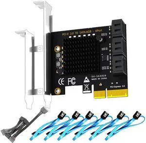 Aomoproing SA3026-C 6-Port PCIe X4 SATA Expansion Card with SATA and Power Cables, Compatible with Windows,Linux,Mac OS,NAS
