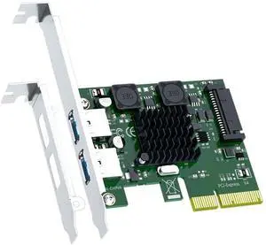 Aomoproing U3142A 2-Port 10Gb USB 3.1 Gen2 Type-A to PCIE X4 Expansion Card with ASM 3142 Chip, Regular and Low-profible Bracket