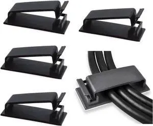 Aomoproing 50Pcs Self Adhesive Cable Management Clips Cable Organizers Wire Clips Cord Holder for TV PC Ethernet Cable under Desk Home Office Outdoor