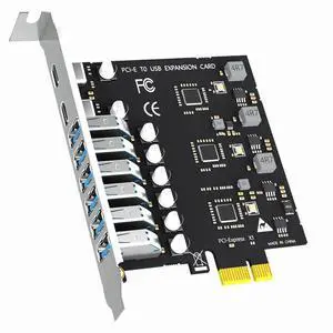 Aomoproing U6A2C 8-Port (2 x Type-C+ 6 x Type-A) USB 3.0 5Gbps PCIe Expansion Card for Intel, AMD, and ARM Platform, Compatible with Windows and Linux (Not Support Mac OS)