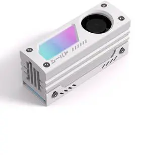 Aomoproing Shield ARGB M.2 SSD Heatsink with Build-in 20mm PWM Fan, Premium Aluminum Design,5V 3-Pin ARGB Sync, High-Performance SSD Cooler for M.2 2280-White-1 Pack