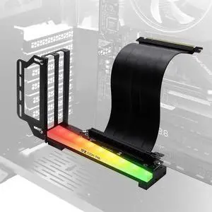 Aomoproing Vertical Graphics Card Holder Bracket with ARGB 5V 3Pin LED,GPU Mount,Video Card VGA Support Kit with PCIE3.0 Riser Cable- Black