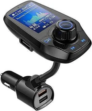 Bluetooth FM Transmitter for Car, Bluetooth Car Adapter, 4-in-1 Car MP3 Player with 1.8 Inch Color Display, AUX Input/Output, 3 Port USB, S Handsfree Call, SD/TF Card, USB Disk,QC3.0,5 EQ Modes