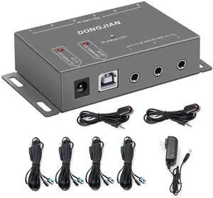 Aomoproing Infrared Remote Control Extender Kit Repeater System Control Multiple Devices Hidden IR 2 in 8 Out Support 20kHz 60kHz