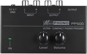 Aomoproing Pp500 Ultra-Compact Phono Preamp Preamplifier with Level & Volume Controls Rca Input & Output 1/4 Inch Trs Output Interfaces