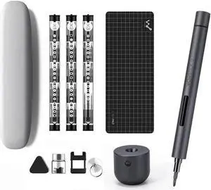 Aomoproing Mini Electric Screwdriver, 3 LED Lights, Rechargeable Screwdriver Powered Cordless Electric Screwdriver Set with 56 Screw Bits, USB Charging Cable and Magnetizer