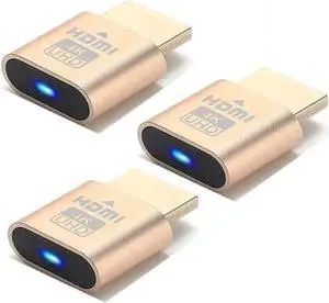 AOMOPROING HDMI Dummy Plug 4K High Resolution Virtual Monitor Display Emulator New Generation Headless Display Adapter Compatible with Windows Mac OSX Linux, 3Pack