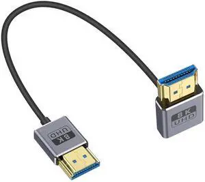 AOMOPROING 8K Short HDMI 2.1 Cable 1FT/30cm [48Gbps, 8K@60Hz, 4K@240Hz] Ultra Thin/Coaxial Down Angle HDMI Male to Male Cable OD2.5mm, Dynamic HDR, eARC, for GH5S, PS5, Xbox One Monitor,PC.