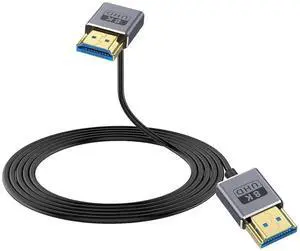 AOMOPROING 8K Short HDMI 2.1 Cable 1FT/30cm [48Gbps, 8K@60Hz, 4K@240Hz] Ultra Thin/Coaxial Down Angle HDMI Male to Male Cable OD2.5mm, Dynamic HDR, eARC, for GH5S, PS5, Xbox One Monitor,PC. 4 Feet