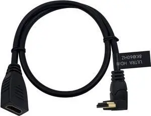 AOMOPROING 8K HDMI Extension Cable 2ft, (8K@60Hz/4K@120Hz), 90 Degree Up Angle 48Gbps Ultra High Speed HDMI 2.1 Cable Extender Cord Compatible with 3D Ultra HDR, HDTVs, Monitors, Projectors
