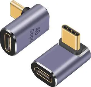 Aomoproing USB C 90 Degree Adapter 40Gbps, Up Down Angle 90 Degree USB C Extender Adapter, 8k@60Hz &100W Type C to Type C Extender Thunderbolt 4 Connector for iPad, Galaxy, PC, HUB, 2-Pack