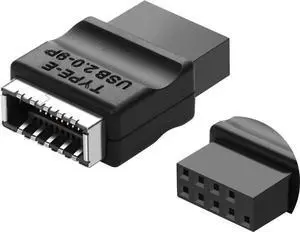 Aomoproing USB 2.0 9Pin to Type-E Motherboard Header Extension Adapter USB 2.0 9-Pin Female to Type E Female Front Connector Converter Front Panel Adapter
