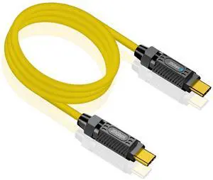 Aomoproing USB C to USB C Cable 3ft, 20Gbps Type C Silicone Data Charger Cable, Type C Charging Cable 140W, with LED Light, Support 8K@60Hz Video for MacBook Pro,Galaxy S23 S22, Yellow