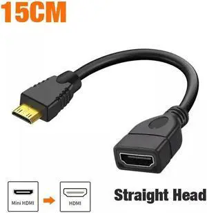 AOMOPROING Mini HDMI to HDMI Adapter (HDMI to Mini HDMI Adapter) 6 Inches with 4K and HDR Support for Raspberry Pi Zero and More 2-Pack