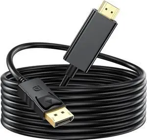 AOMOPROING DisplayPort (DP) to HDMI Cable 10 Feet Display Port to HDMI Cable Male to Male Adapter 1080P@60Hz Video Audio Cord for Monitor Desktop Projector and More