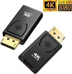 AOMOPROING 2-Pack 4K DisplayPort to HDMI Adapter,AUBEAMTO Display Port DP to HDMI Adapter Male to Female Gold Plated 2K 3D 60Hz for HP, HDTV, GPU, Projector, PC,Desktop, More Desktop & Display
