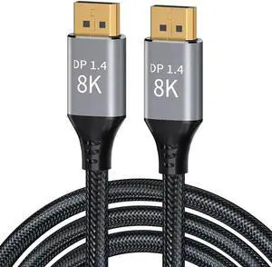 AOMOPROING DisplayPort Cable 1.4, 4.92FT DP Cable, Ultra HD 8K@60Hz 4K@144Hz, High Speed 32.4Gbps HDCP 3D Slim and Flexible DP to DP Cable for HDTVs, Displays, Monitors, Graphics, PC