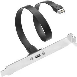 Aomoproing USB 3.1 Front Panel Header Type-C Extension Cable with Panel Mount Screw 10 Gbps Type-E 20Pin Male to USB-C Female Adapter Cable with Full Height Bracket,30cm/11.8inch