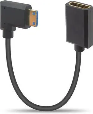 AOMOPROING 8K 90 Degree Mini HDMI to HDMI Cable, 48Gbps Right Angle Mini HDMI Male to Female Cable, Ultra Thin,Short HDMI to Mini HDMI Extension Cable for Projector, Monitor, Camcorder etc 1FT/ 30cm