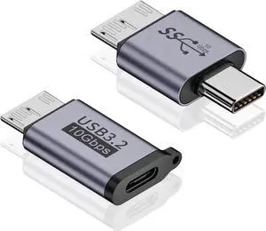 Aomoproing USB C to Micro B Adapter (2 Styles), USB C to Micro B Male & Female Adapter, 10Gbps Hard Drive Data Charging Adapter for External Hard Drives Cable