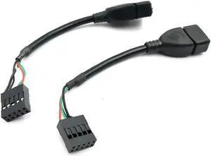 Aomoproing USB Header to USB Cable,Motherboard USB 2.0 Adapter Cable, USB 2.0 Type A Female to Dupont 9 Pin Female Header Motherboard Cable Cord (2-Pack 0.1M)