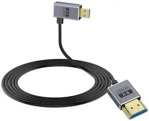 8K 90 Degree Micro HDMI to HDMI Cable, Right Angl HDMI Male to Micro HDMI Adapter Cable with 8K@60Hz, 4K@240Hz, 48Gbps Micro HDMI Cable Coiled for Cameras, DSLRs, Camcorders, Monitors 4FT/1.2M