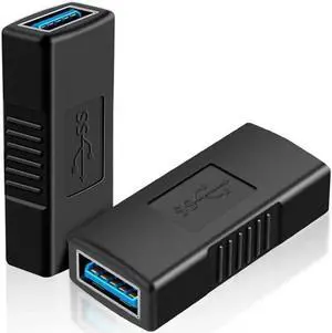Aomoproing USB 3.0 Coupler CableCreation 2 Pack USB to USB Adapter USB 3.0 Female to Female Extension Adapter Black